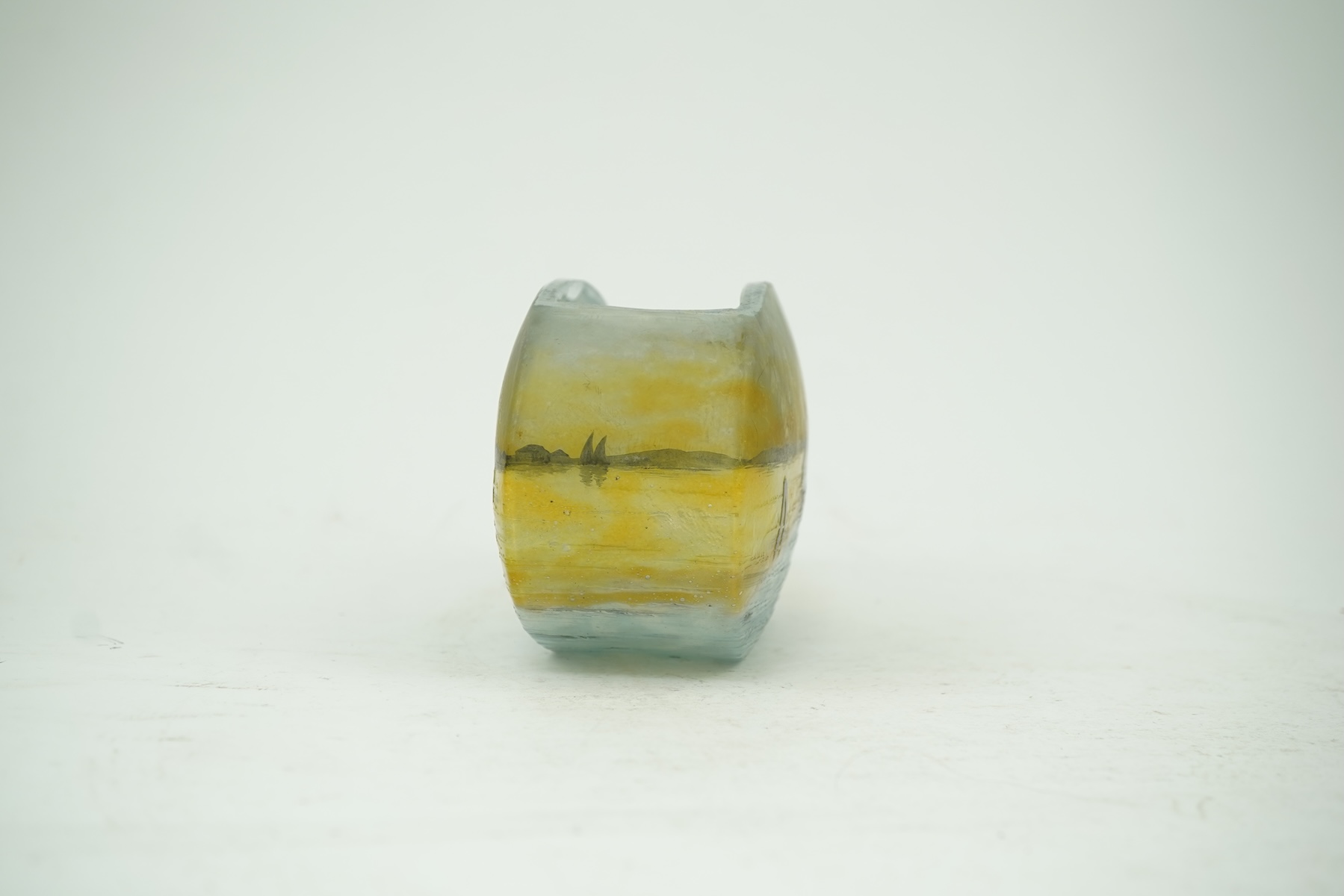 Daum Frères, Nancy: A ‘Venetian Lagoon’ cameo glass pillow-shaped vase